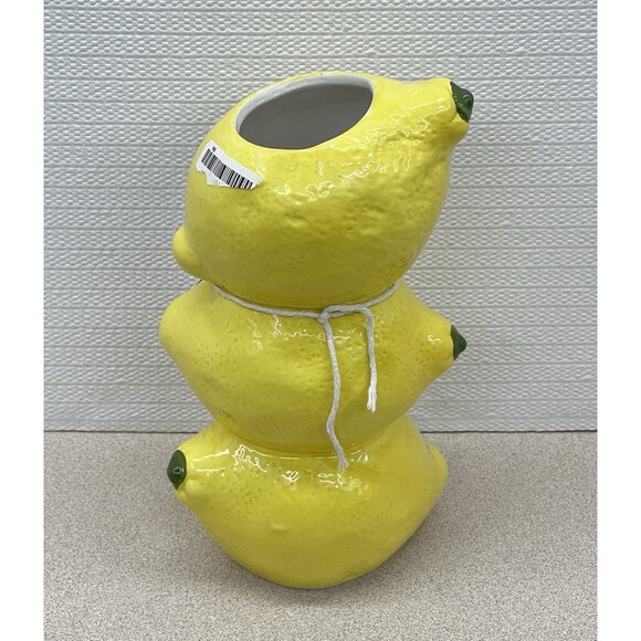 LEMON Ceramic Pottery Bud Vase Figural Yellow 3-D Textured One Design Home - Picture 16 of 17